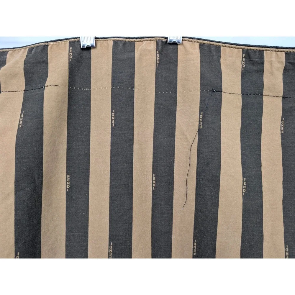 Vintage Fendi Roma Set of 2 Pillow Shams Brown Pequin Stripe Logo 26x22